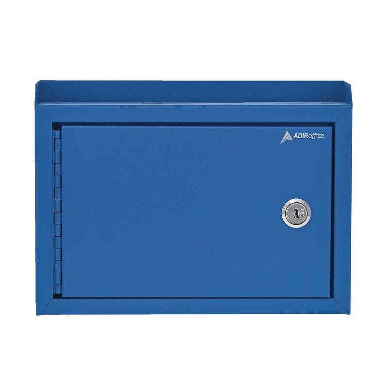 AdirOffice Medium Size Steel Multi-Purpose Secure Drop Box, 9.8 x 3.4 x 7.5, Blue (ALHI63102BLU) Each