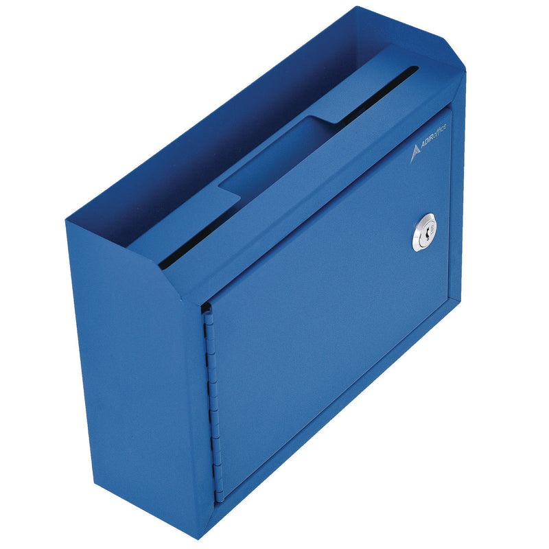 AdirOffice Medium Size Steel Multi-Purpose Secure Drop Box, 9.8 x 3.4 x 7.5, Blue (ALHI63102BLU) Each