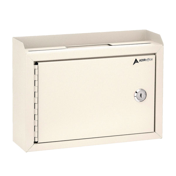 AdirOffice Medium Size Steel Multi-Purpose Secure Drop Box, 9.8 x 3.4 x 7.5, White (ALHI63102WHI) Each