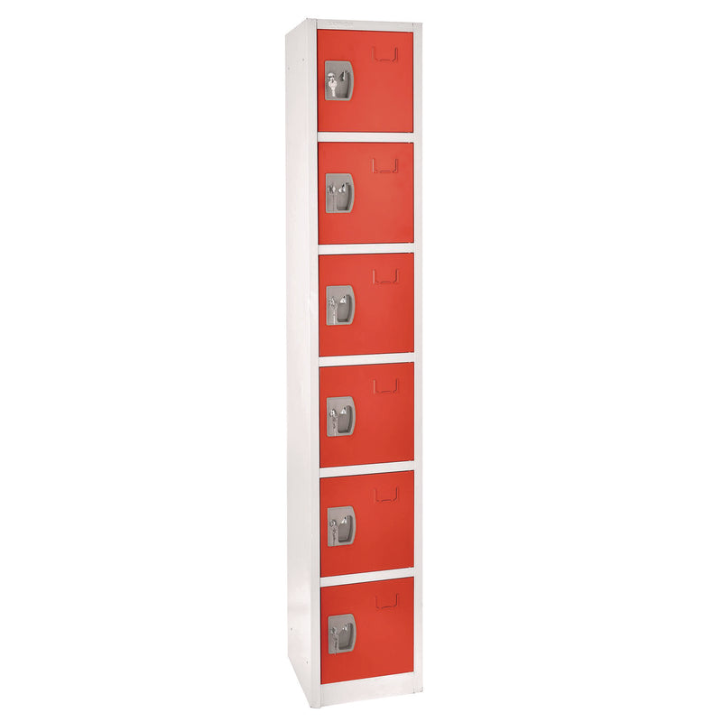 AdirOffice Steel Storage Locker, 6 Compartment, 12 x 12 x 72, Red (ALHI629206RED) Each