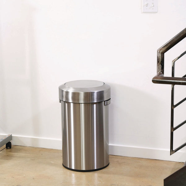 HLS Commercial® Swing Top Trash Can, 17 gal, Stainless Steel, Silver (HLMHLS17FTS) Each
