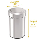 HLS Commercial® Swing Top Trash Can, 17 gal, Stainless Steel, Silver (HLMHLS17FTS) Each