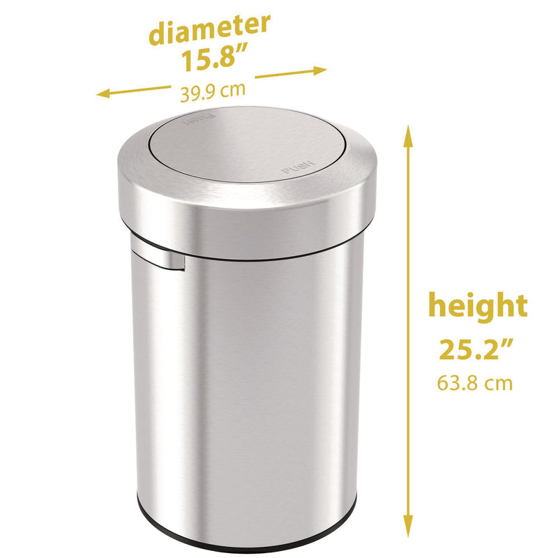 HLS Commercial® Swing Top Trash Can, 17 gal, Stainless Steel, Silver (HLMHLS17FTS) Each