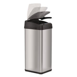 HLS Commercial® Sensor Trash Can, Rectangular, 13 gal, Plastic/Stainless Steel, Silver (HLMHLS13MX) Each