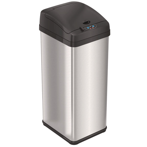 HLS Commercial® Sensor Trash Can, Rectangular, 13 gal, Plastic/Stainless Steel, Silver (HLMHLS13MX) Each