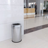 HLS Commercial® Open Top Trash Can, 13 gal, Plastic/Stainless Steel, Silver (HLMHLS13STR) Each