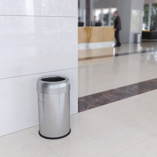 HLS Commercial® Open Top Trash Can, 13 gal, Plastic/Stainless Steel, Silver (HLMHLS13STR) Each
