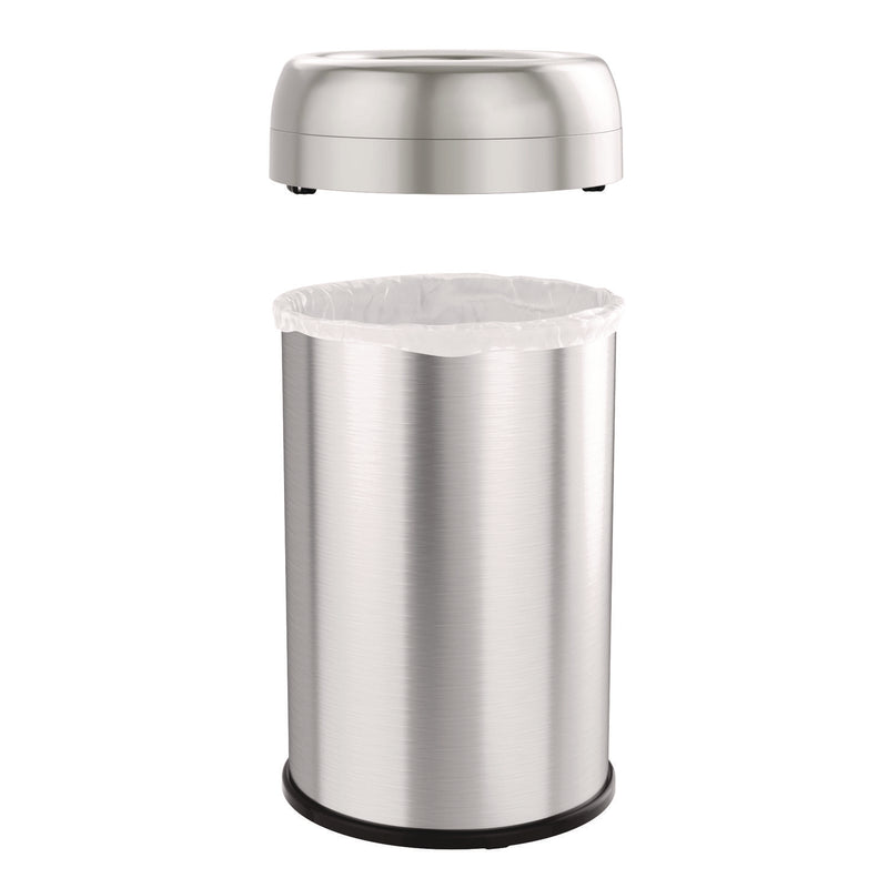 HLS Commercial® Open Top Trash Can, 13 gal, Plastic/Stainless Steel, Silver (HLMHLS13STR) Each