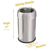 HLS Commercial® Open Top Trash Can, 13 gal, Plastic/Stainless Steel, Silver (HLMHLS13STR) Each