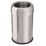HLS Commercial® Open Top Trash Can, 13 gal, Plastic/Stainless Steel, Silver (HLMHLS13STR) Each