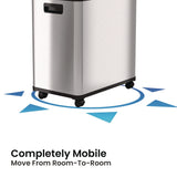 HLS Commercial® Dual Compartment Sensor Recycle Bin and Trash Can with Wheels, 16 gal, Plastic/Stainless Steel, Silver/Black (HLMHLS16DCSS) Each