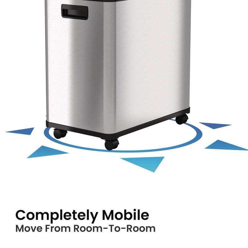 HLS Commercial® Dual Compartment Sensor Recycle Bin and Trash Can with Wheels, 16 gal, Plastic/Stainless Steel, Silver/Black (HLMHLS16DCSS) Each