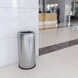 HLS Commercial® Open Top Trash Can, Round, 16 gal, Plastic/Stainless Steel, Silver (HLMHLS16STR) Each