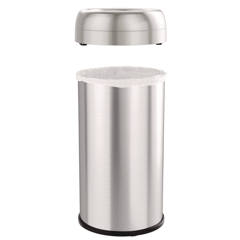 HLS Commercial® Open Top Trash Can, Round, 16 gal, Plastic/Stainless Steel, Silver (HLMHLS16STR) Each