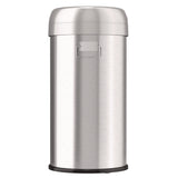 HLS Commercial® Open Top Trash Can, Round, 16 gal, Plastic/Stainless Steel, Silver (HLMHLS16STR) Each