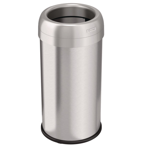 HLS Commercial® Open Top Trash Can, Round, 16 gal, Plastic/Stainless Steel, Silver (HLMHLS16STR) Each