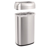 HLS Commercial® Open Top Trash Can, Oval, 16 gal, Plastic/Stainless Steel, Silver (HLMHLS16STV) Each