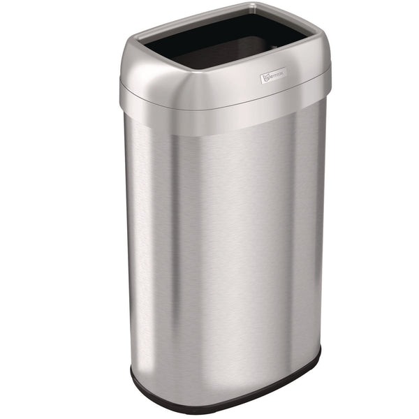 HLS Commercial® Open Top Trash Can, Oval, 16 gal, Plastic/Stainless Steel, Silver (HLMHLS16STV) Each