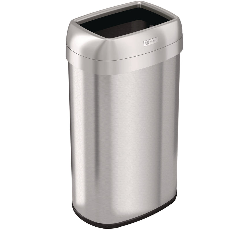 HLS Commercial® Open Top Trash Can, Oval, 16 gal, Plastic/Stainless Steel, Silver (HLMHLS16STV) Each