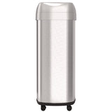 HLS Commercial® Open Top Trash Can with Wheels, Oval, 16 gal, Plastic/Stainless Steel, Silver (HLMHLS16STVM) Each