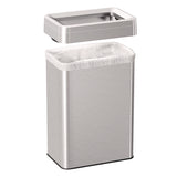 HLS Commercial® Open Top Trash Can, Rectangular, 16 gal, Plastic/Stainless Steel, Silver (HLMHLS16UOT) Each
