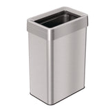 HLS Commercial® Open Top Trash Can, Rectangular, 16 gal, Plastic/Stainless Steel, Silver (HLMHLS16UOT) Each