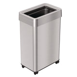 HLS Commercial® Open Top Trash Can with Wheels, Rectangular, 16 gal, Plastic/Stainless Steel, Silver (HLMHLS16UOTM) Each