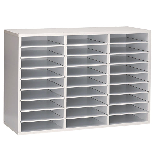 AdirOffice Wooden 27 Compartment Literature Organizer, 27 Sections, Letter Size, 31.49 x 11.81 x 21.65, White (ALHIOF20101WHI) Each