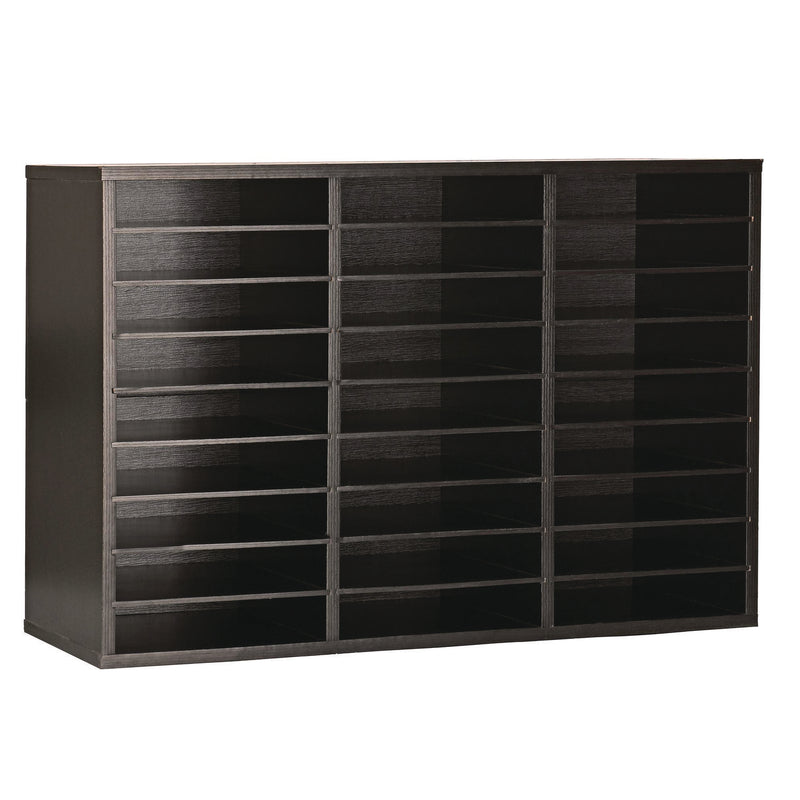 AdirOffice Wooden 27 Compartment Literature Organizer, 27 Sections, Letter Size, 31.49 x 11.81 x 21.65, Black (ALHIOF20101BLK) Each