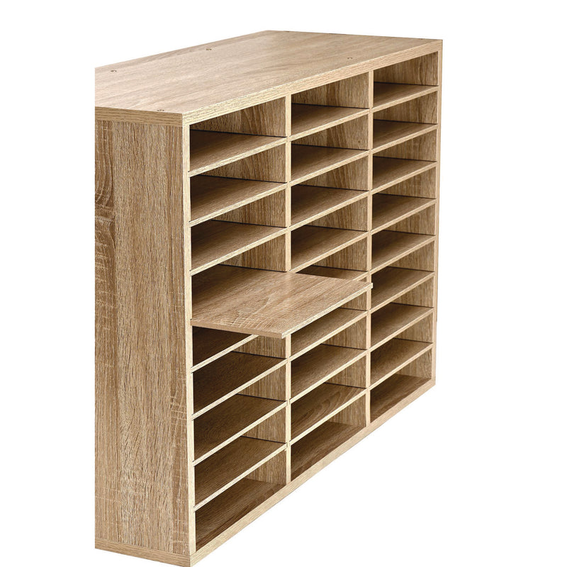 AdirOffice Wooden 27 Compartment Literature Organizer, 27 Sections, Letter Size, 31.49 x 11.81 x 21.65, Medium Oak (ALHIOF20101MEO) Each
