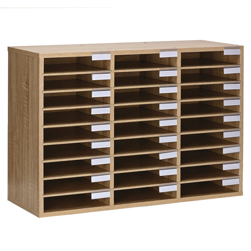 AdirOffice Wooden 27 Compartment Literature Organizer, 27 Sections, Letter Size, 31.49 x 11.81 x 21.65, Medium Oak (ALHIOF20101MEO) Each