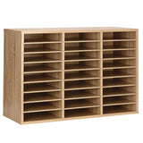 AdirOffice Wooden 27 Compartment Literature Organizer, 27 Sections, Letter Size, 31.49 x 11.81 x 21.65, Medium Oak (ALHIOF20101MEO) Each