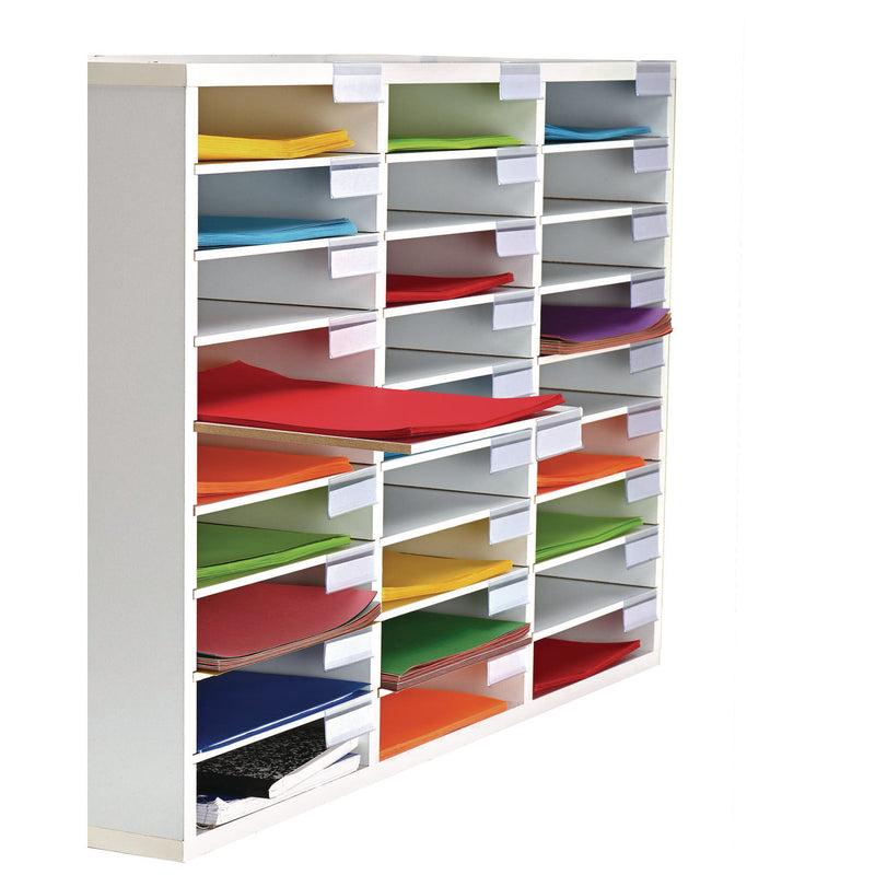 AdirOffice Wooden 27 Compartment Literature Organizer, 27 Sections, Letter Size, 31.49 x 11.81 x 21.65, White (ALHIOF20101WHI) Each