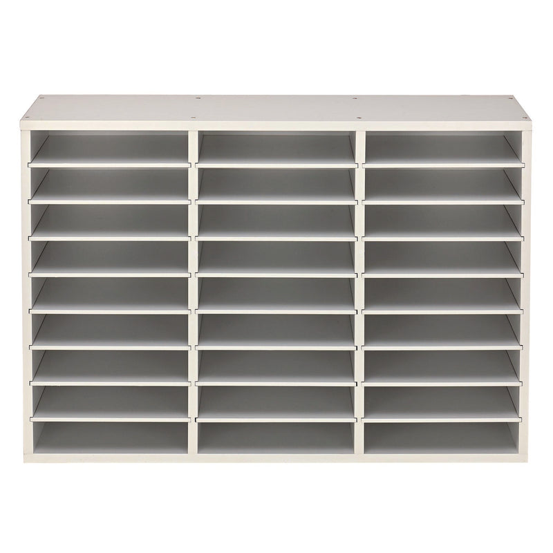 AdirOffice Wooden 27 Compartment Literature Organizer, 27 Sections, Letter Size, 31.49 x 11.81 x 21.65, White (ALHIOF20101WHI) Each