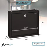 AdirOffice Large Size Steel Multi-Purpose Secure Drop Box, 12 x 3 x 10, Black (ALHI63103BLK) Each