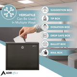 AdirOffice Large Size Steel Multi-Purpose Secure Drop Box, 12 x 3 x 10, Black (ALHI63103BLK) Each