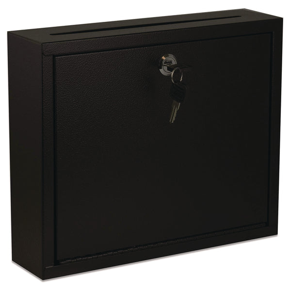 AdirOffice Large Size Steel Multi-Purpose Secure Drop Box, 12 x 3 x 10, Black (ALHI63103BLK) Each