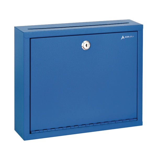 AdirOffice Large Size Steel Multi-Purpose Secure Drop Box, 12 x 3 x10, Blue (ALHI63103BLU) Each