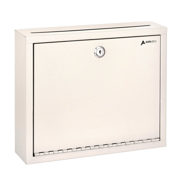 AdirOffice Large Size Steel Multi-Purpose Secure Drop Box, 12 x 3 x 10, White (ALHI63103WHI) Each