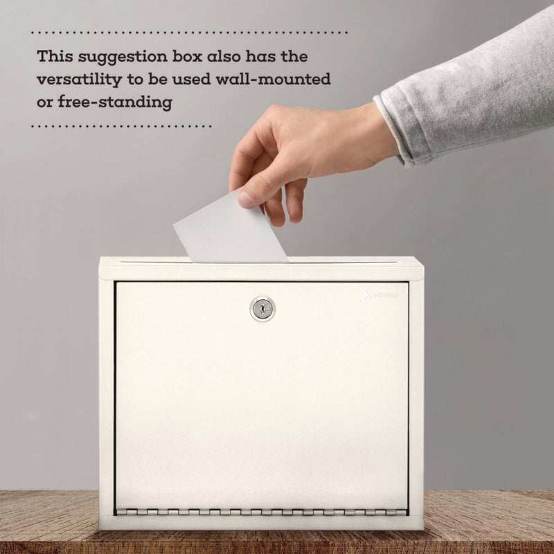 AdirOffice Large Size Steel Multi-Purpose Secure Drop Box, 12 x 3 x 10, White (ALHI63103WHI) Each