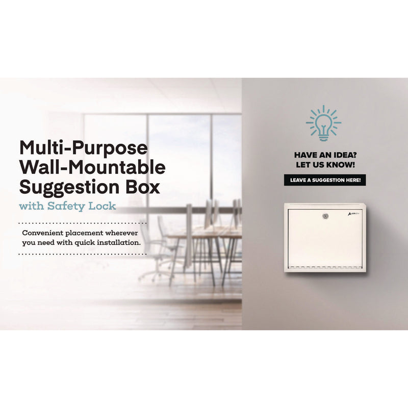 AdirOffice Large Size Steel Multi-Purpose Secure Drop Box, 12 x 3 x 10, White (ALHI63103WHI) Each
