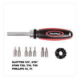 Great Neck® Ratcheting Screw/Nut Driver Set, Phillips/Slotted/Star Bits, 7" Long, Black/Red (GNS950DE) Each