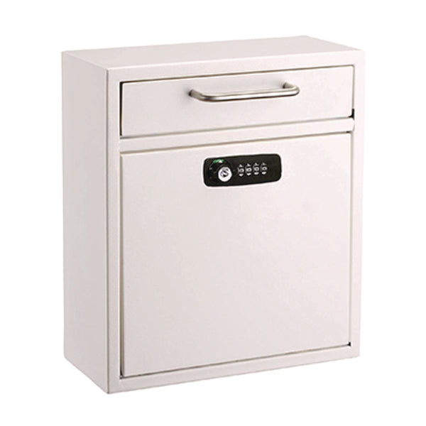 AdirOffice Medium Secure Drop Box Wall Mounted Locking Mail Box with Key and Combination Lock, 10.51 x 4.72 x 12, White (ALHI63105WHIKC) Each