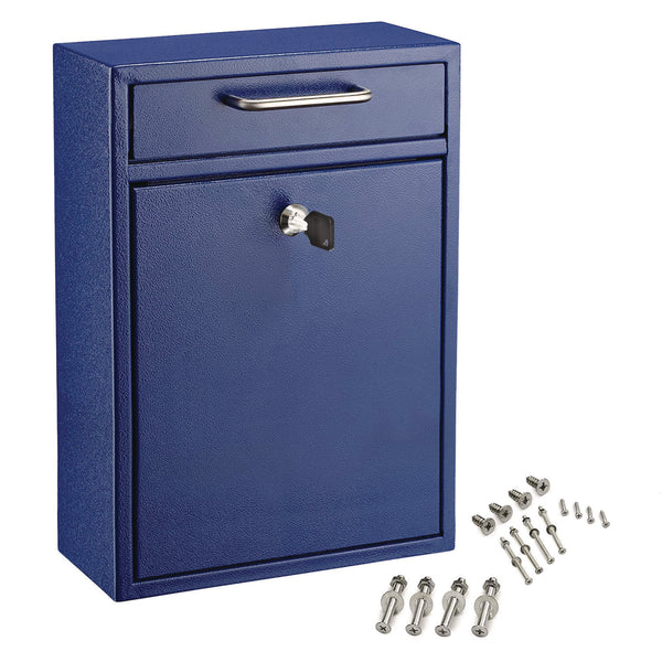 AdirOffice Large Ultimate Secure Drop Box Wall Mounted Mail Box, 11.2 x 4.7 x 16.2, Blue (ALHI63104BLU) Each