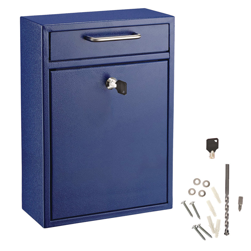 AdirOffice Large Ultimate Secure Drop Box Wall Mounted Mail Box, 11.2 x 4.7 x 16.2, Blue (ALHI63104BLU) Each