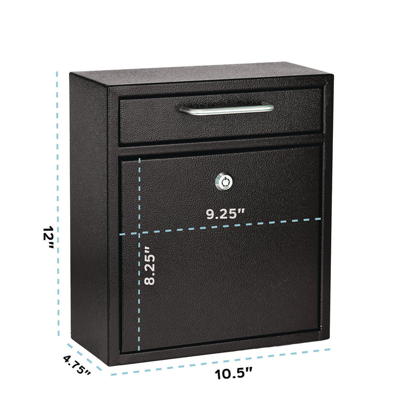 AdirOffice Medium Ultimate Wall Mounted Mail Box, 10.4 x 4.5 x 12, Black (ALHI63105BLK) Each