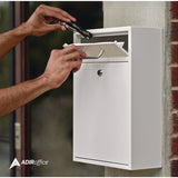 AdirOffice Large Ultimate Secure Drop Box Wall Mounted Mail Box, 11.2 x 4.7 x 16.2, White (ALHI63104WHI) Each