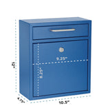 AdirOffice Medium Ultimate Wall Mounted Mail Box, 10.4 x 4.5 x 12, Blue (ALHI63105BLU) Each