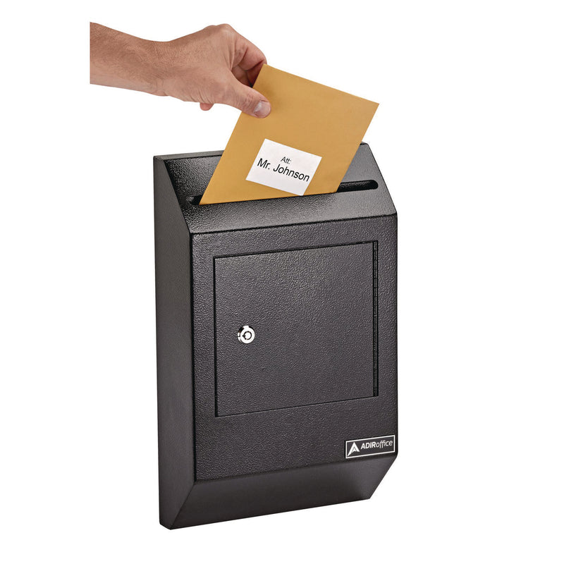 AdirOffice Heavy-Duty Weatherproof Secured Secure Drop Box, 10 x 4 x 16.3, Black (ALHI63113BLK) Each