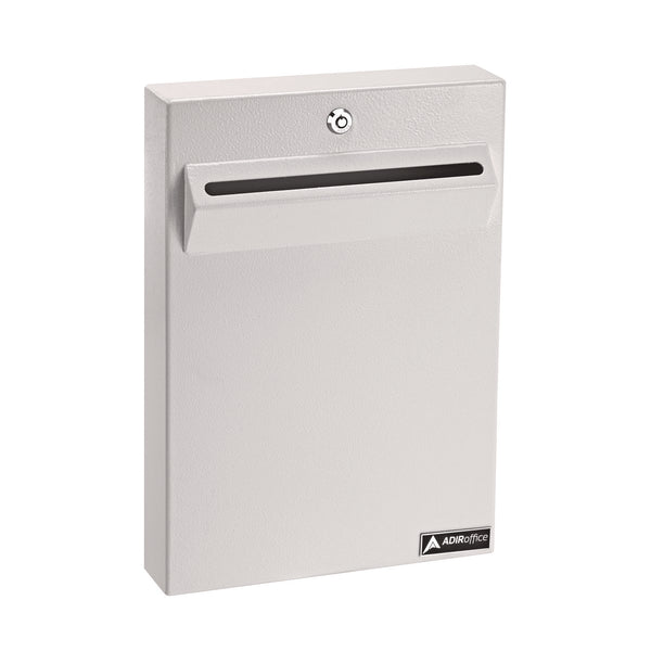 AdirOffice Large Wall Mounted Weatherproof Steel Secure Drop Box, 11 x 2.4 x 16, White (ALHI63114WHI) Each